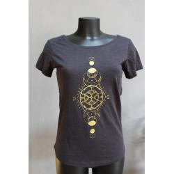 T-shirt femme sérigraphié - coton bio- Shipibo Lunar