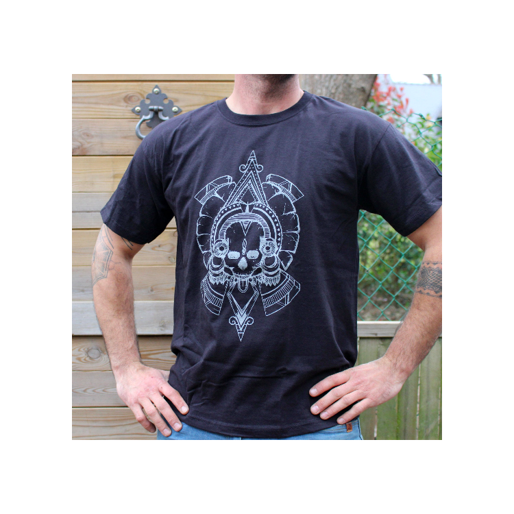 Mayan Skull Men's T-shirt Black / Brown