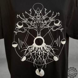 Men's T-Shirt Black / Green Screen Print Tree Of Life